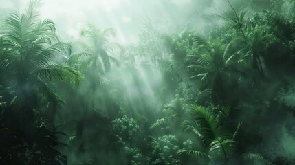 Misty rainforest scene
