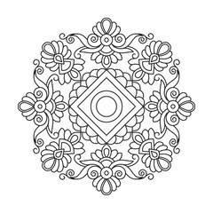Mandala of patterned calm coloring book page