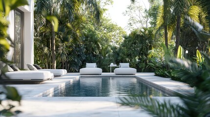Modern tropical pool garden