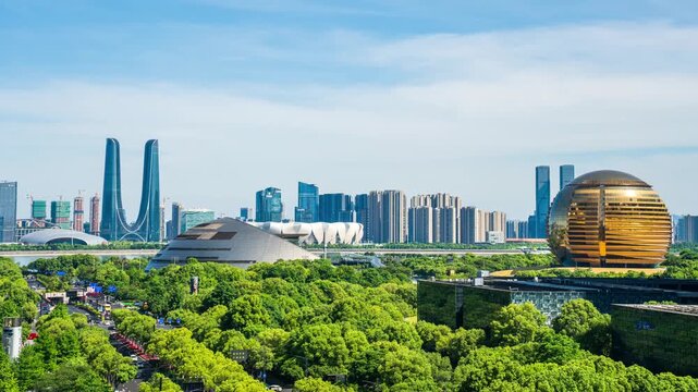 On July 23, 2024, the urban landscape was captured in Qianjiang New Town, Hangzhou City, Zhejiang Province, China.