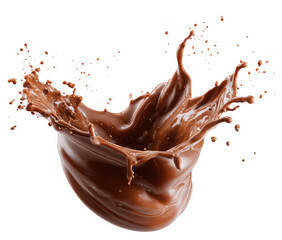Fototapeta premium Rich chocolate splash on white background, creating a dynamic and vibrant visual.
