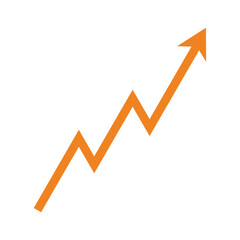 orange arrow business growth graph on white background