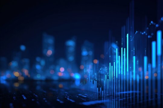 Abstract cityscape with glowing data visualizations (1)