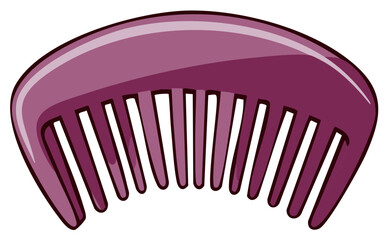 Vibrant purple plastic comb with wide teeth for hairstyling and grooming on a plain white background