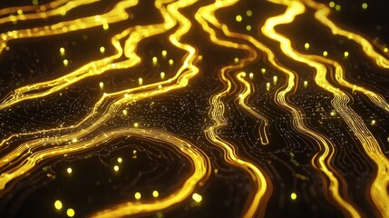 Abstract gold lines and dots design