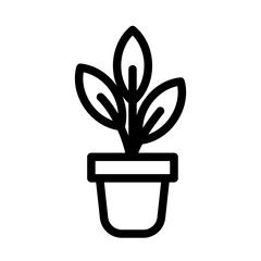 Potted Plant Line Icon of Furniture and Decor Icon Set