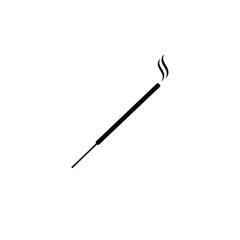 Black incense stick burning with smoke vector