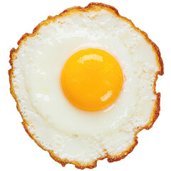 Overhead Closeup of a Perfectly Fried Egg with a Golden Yellow Yolk on a Transparent Background Ready for Use in Culinary or Breakfast Themed Designs