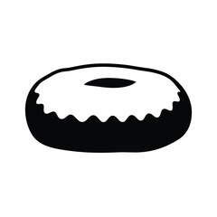 Black silhouette of round pastry with wavy edge sweet