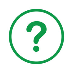 Green question mark icon button for web and business illustration