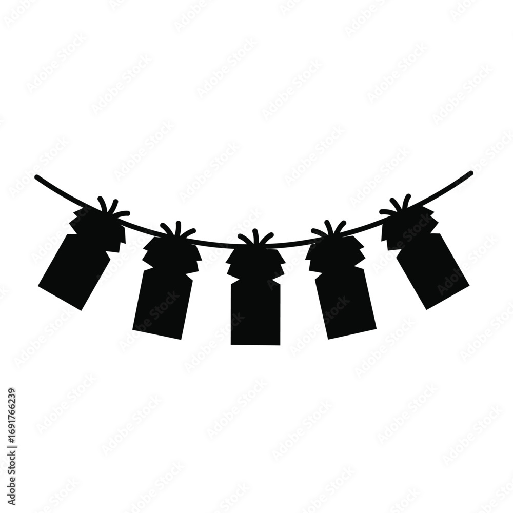 Poster black cracker garland on white string