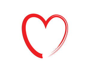 Red and black heart icon painted with a rough brush stroke. Hand-drawn grunge love symbol. Vector design element for concepts of passion, pain, duality, and heartbreak.