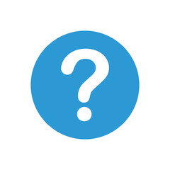 Blue question mark icon button for help and FAQ