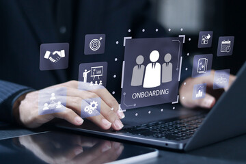 Onboarding concept. Socializing, welcoming new employees. Process or procedure for welcoming and...