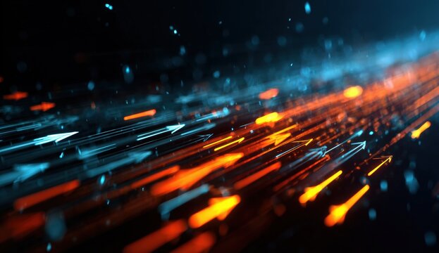 Abstract digital stream of arrows