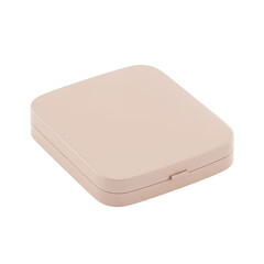 Pale Pink Square Compact Case on Transparent Background: Minimalist Design, Modern Storage Solution, Elegant and Simple Cosmetic Container, Smooth