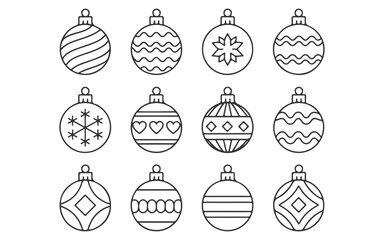Holiday Ornament Line Art Icons