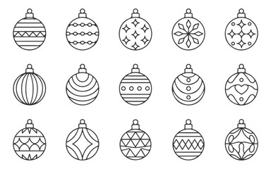 Christmas Balls Outline Icon Set
