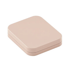 Pale Pink Square Compact Case on Transparent Background Studio Shot Product Photography Minimalist Design Mockup for Branding Identity and Packaging