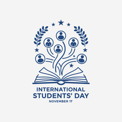 The flat design concept for the International Students Day poster focuses on simplicity, elegance, and ease of recognition. Vector Sign for Banner, Logos, Labels and Icons.
