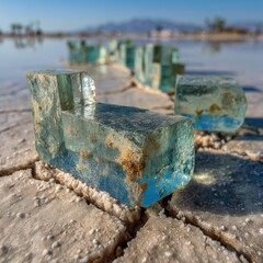 Glass Blocks on Cracked Earth