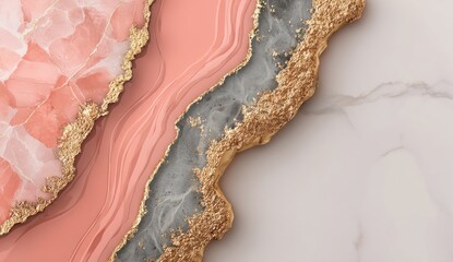 Abstract Agate Stone with Gold Accent