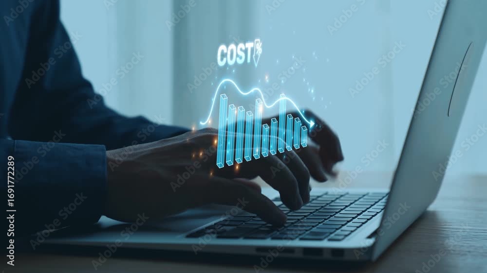 Poster cost reduction and cost saving through digital transformation, business cost optimization, operation