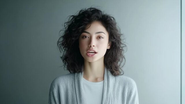 Close-up of a Woman's Face for Interview and Lip Sync