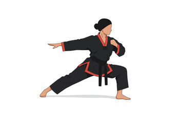 Focused Female Martial Artist in Low Stance.