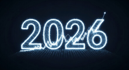Envisioning Future Progress Dynamic Digital Representation of the Year 2026 with Upward Trending Data Graph