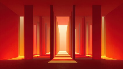 Red and Yellow Abstract Corridor