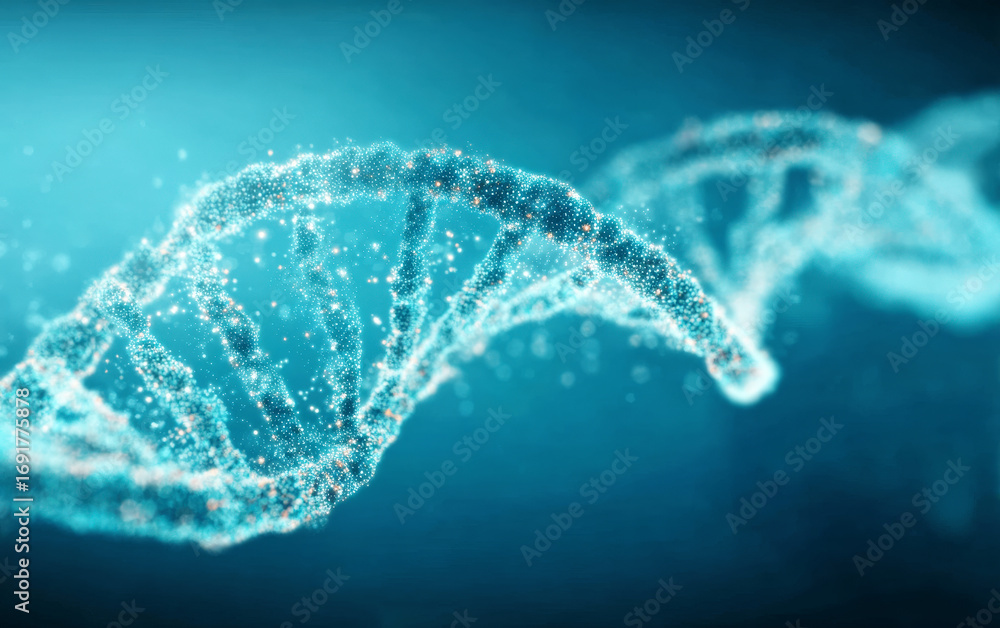 Poster high - tech visualization of dna double helix structure