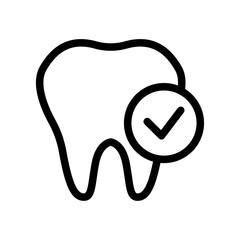 Tooth with Checkmark Line Icon of Dental Care Icon Set