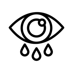 Eye with Tears Line Icon of Eye Care Icon Set