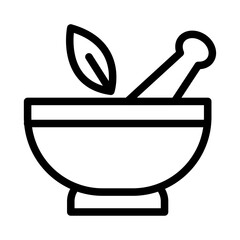 Mortar and Pestle Line Icon of Pharmacy and Medicine Icon Set