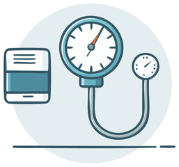 Obraz premium Cartoon Blood Pressure Measurement Device Illustration Sphygmomanometer Readings Health Checkup Equipment