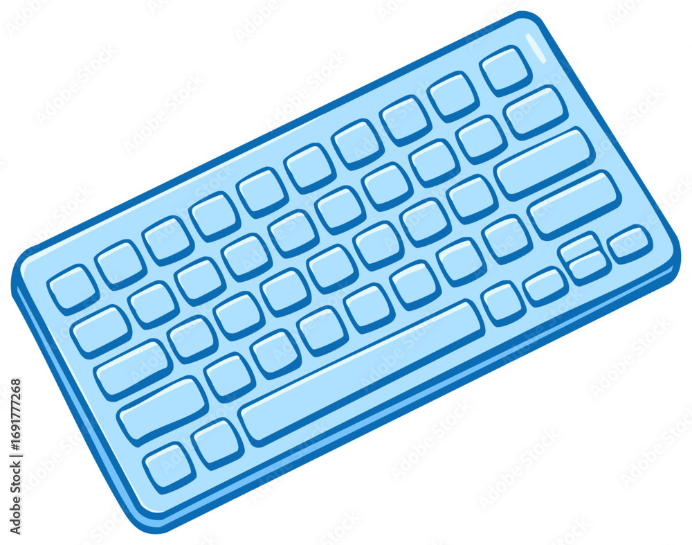 Fototapete computer keyboard illustration with keys for input and typing text information, light blue design