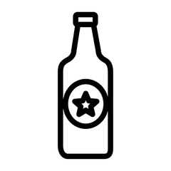 Beer Bottle Line Icon of Beer and Brewing Icon Set