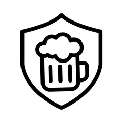 Beer Badge Line Icon of Beer and Brewing Icon Set
