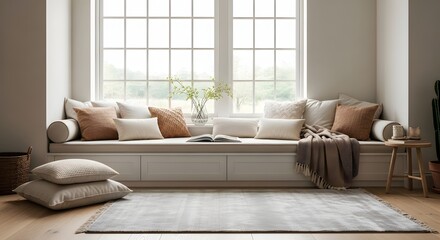 Modern cozy living room with natural light