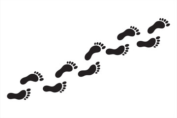 Walking trail vector set with human footprint and path graphics