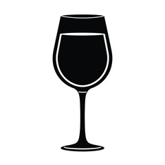 Black silhouette of wine glass filled with liquid drink