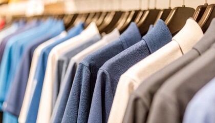 Obraz premium A shop selling a variety of colorful shirts hung neatly in the shop, shops selling sports equipment, sportswear