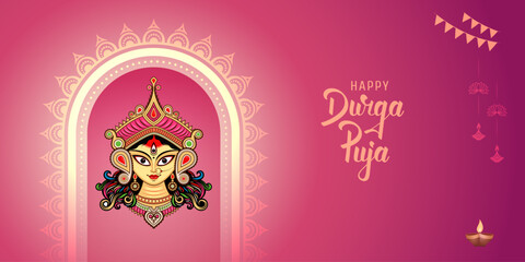 happy durga puja, navratri festival banner background design