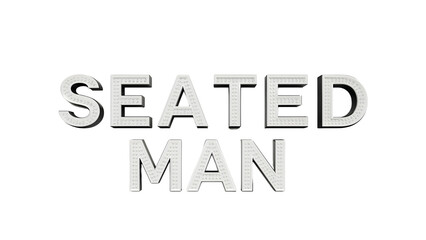 Seated man metallic letters with raised dots isolated on the transparent background, modern typography design trend