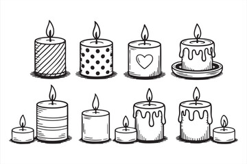 Decorative candle illustrations for holiday, birthday, and festive graphics