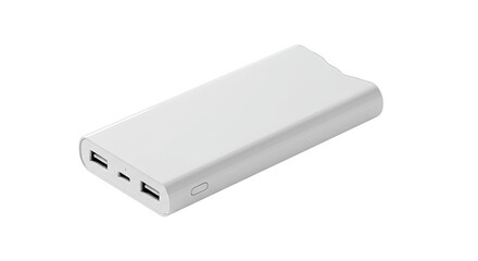 Portable Power Bank Charger Device White Color Studio Photography Product Shot on Transparent Background