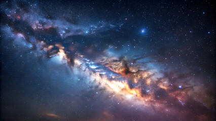 Cosmic nebula glowing with starlight stars galaxy