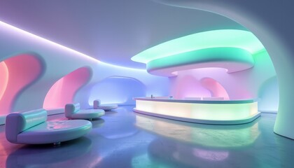 Futuristic Avant Garde Club Interior Dynamic LED Lighting and Sculptural Forms
