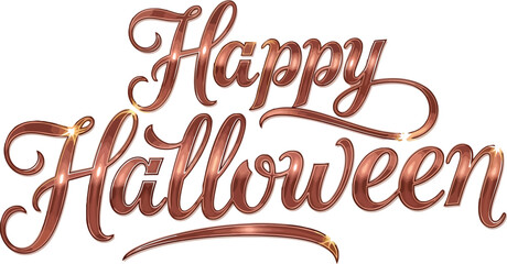 Happy halloween text with copper color and elegant font to celebrate the spooky season in a festive way